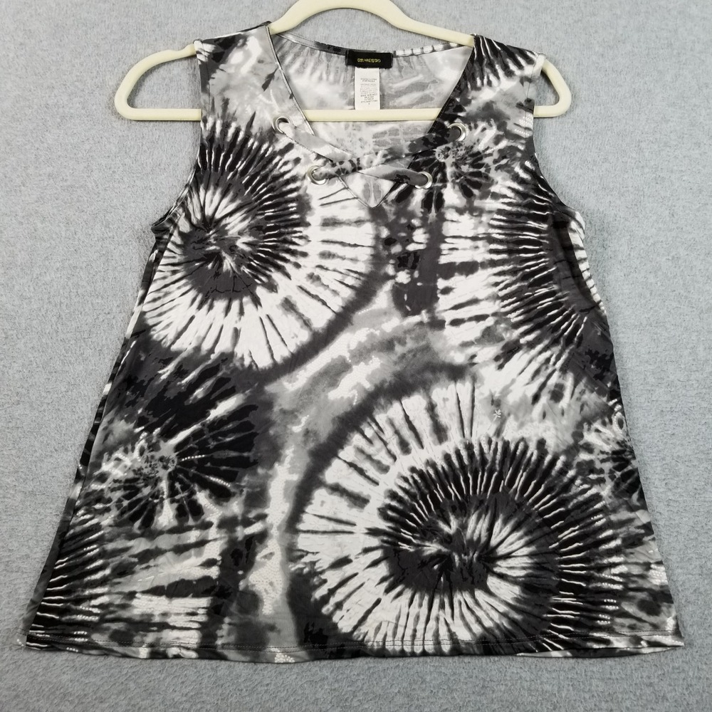 Espresso Tank Top Women S Small Black Gray White Tie Dye Sleeveless Stretch Boho
